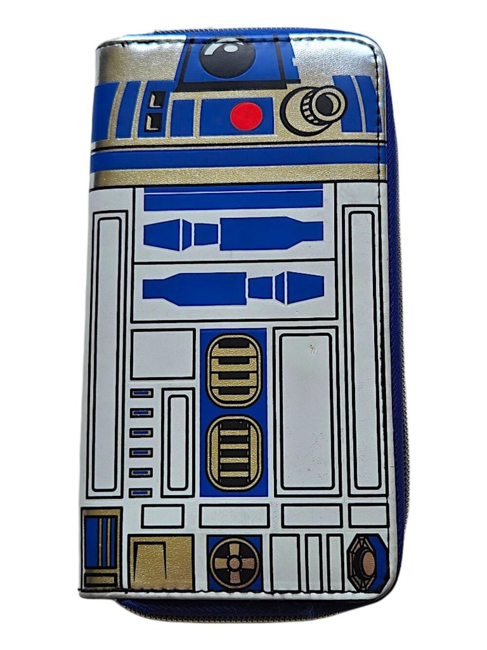Bioworld Star Wars R2-D2 Large Zip Around Wallet Blue White Droid Fandom Style